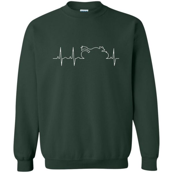 motorcycle heartbeat shirt sweatshirt - forest green