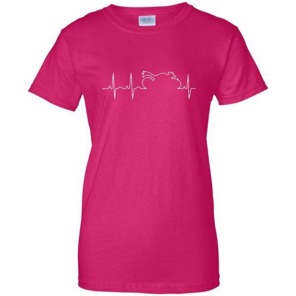 motorcycle heartbeat shirt womens t shirt - lady t shirt - pink heliconia