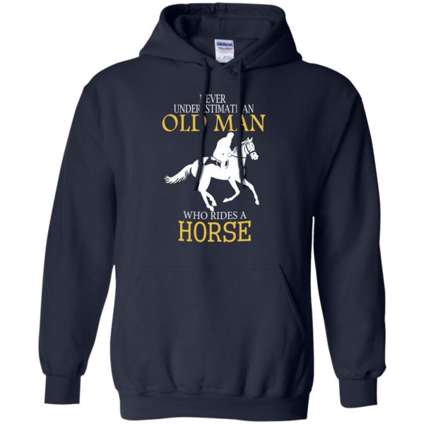 horse riding man shirt hoodie - navy blue
