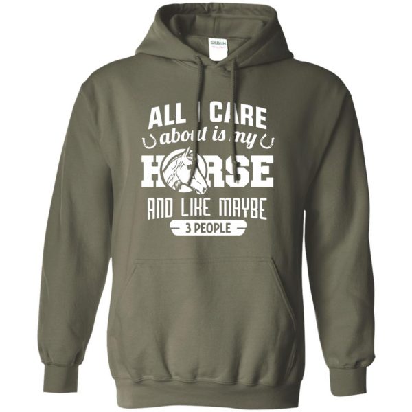 all i care about is my horse and like maybe 3 people hoodie - military green