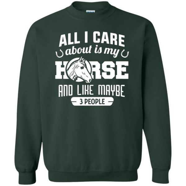 all i care about is my horse and like maybe 3 people sweatshirt - forest green