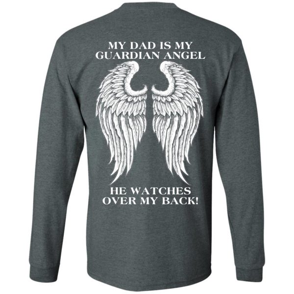 my dad is my guardian angel long sleeve - dark heather