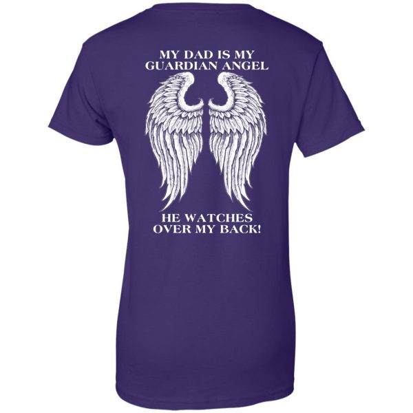 my dad is my guardian angel womens t shirt - lady t shirt - purple