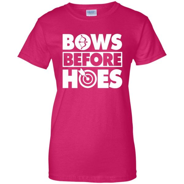 Bows Before Hoes womens t shirt - lady t shirt - pink heliconia