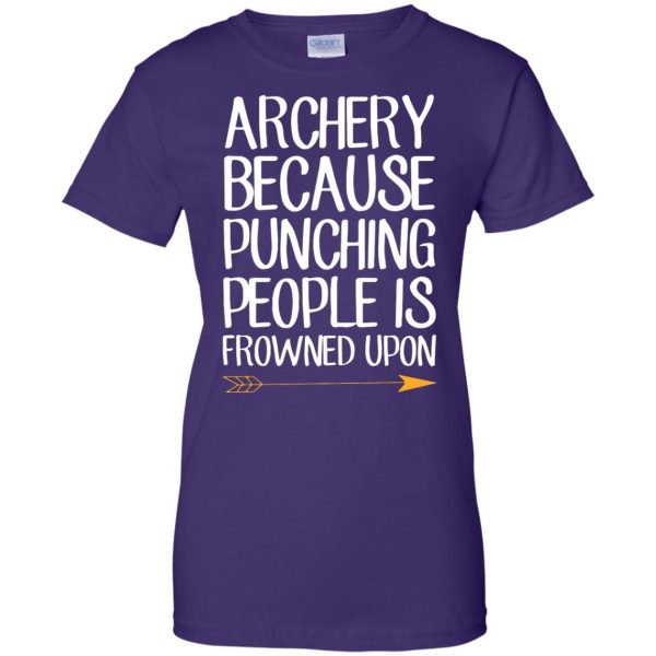Archery because punching people is frowned upon womens t shirt - lady t shirt - purple