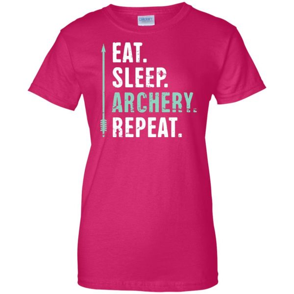 Eat Sleep Archery Repeat womens t shirt - lady t shirt - pink heliconia