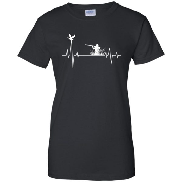 Duck Hunting Heartbeat womens t shirt - lady t shirt - black