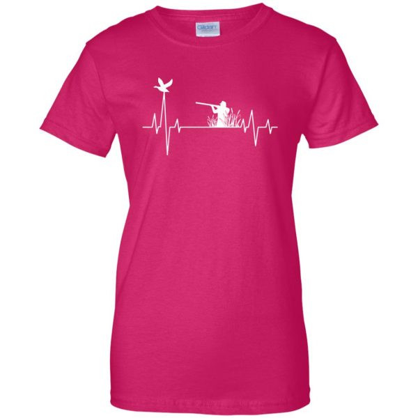 Duck Hunting Heartbeat womens t shirt - lady t shirt - pink heliconia