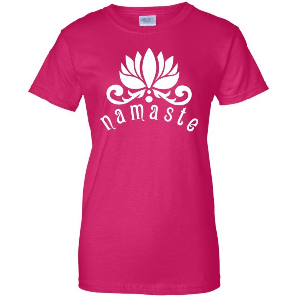 namaste womens t shirt - lady t shirt - pink heliconia