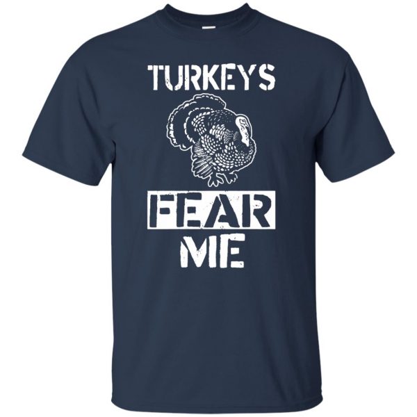 Turkeys Fear Me t shirt - navy blue