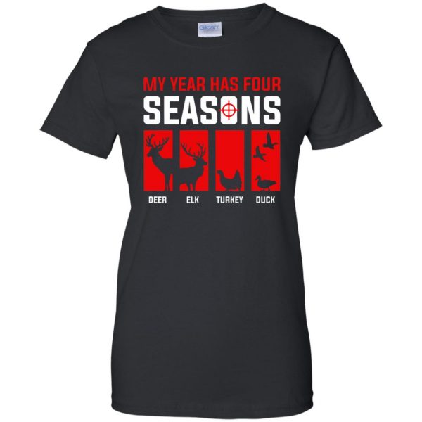 Four Seasons Of Hunting womens t shirt - lady t shirt - black