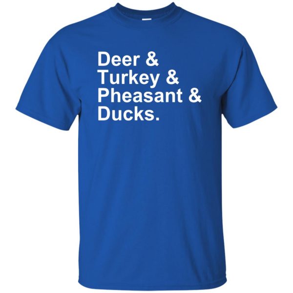 Deer, Turkey, Pheasant, Ducks t shirt - royal blue