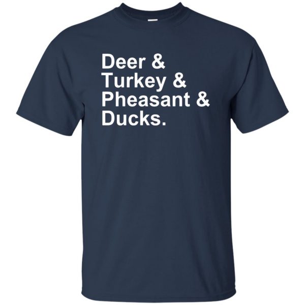 Deer, Turkey, Pheasant, Ducks t shirt - navy blue