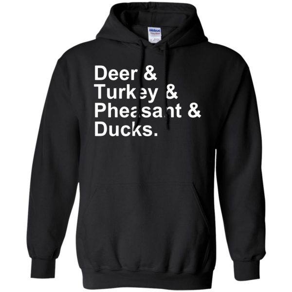 Deer, Turkey, Pheasant, Ducks hoodie - black