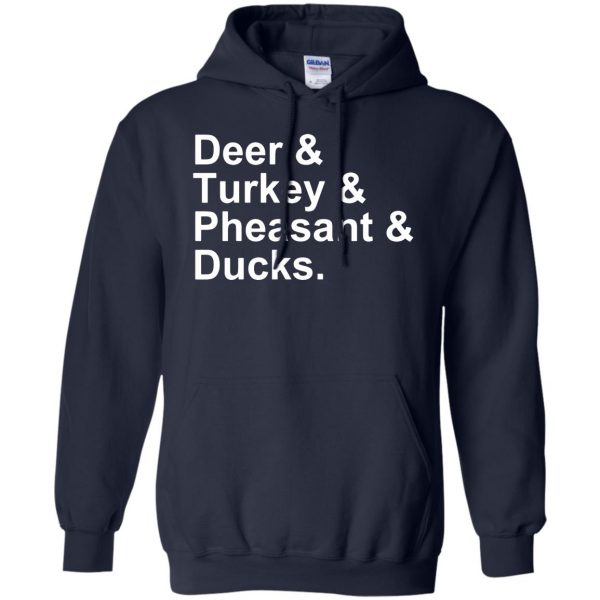 Deer, Turkey, Pheasant, Ducks hoodie - navy blue