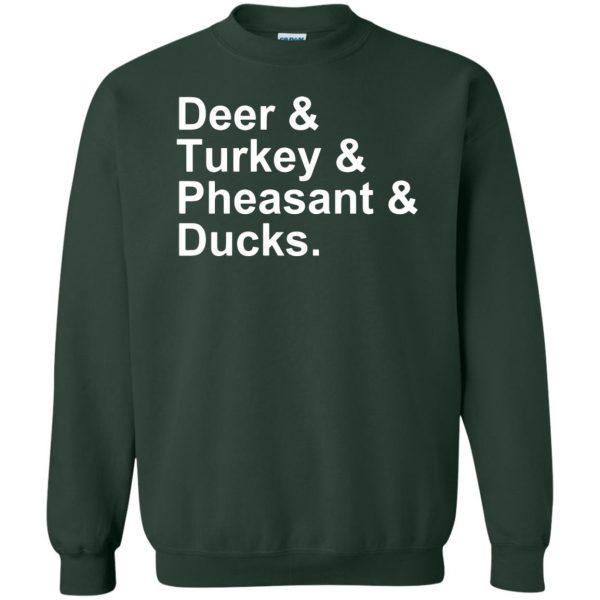 Deer, Turkey, Pheasant, Ducks sweatshirt - forest green