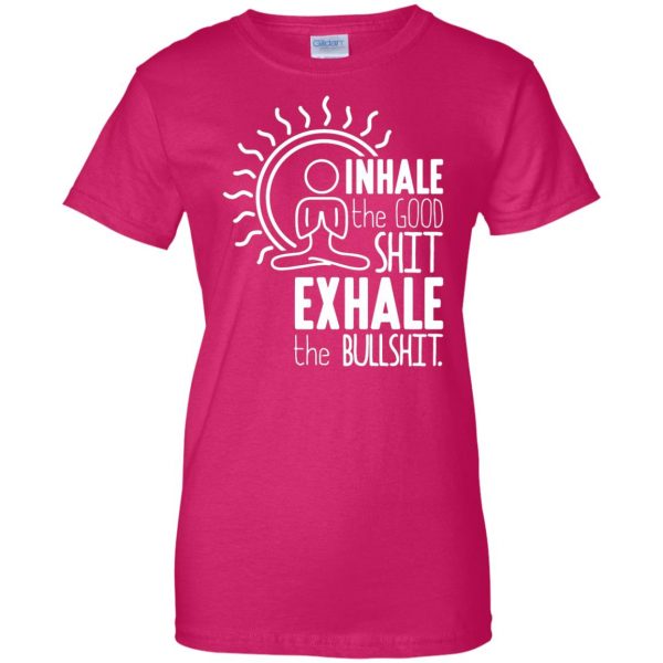 Inhale - Exhale womens t shirt - lady t shirt - pink heliconia