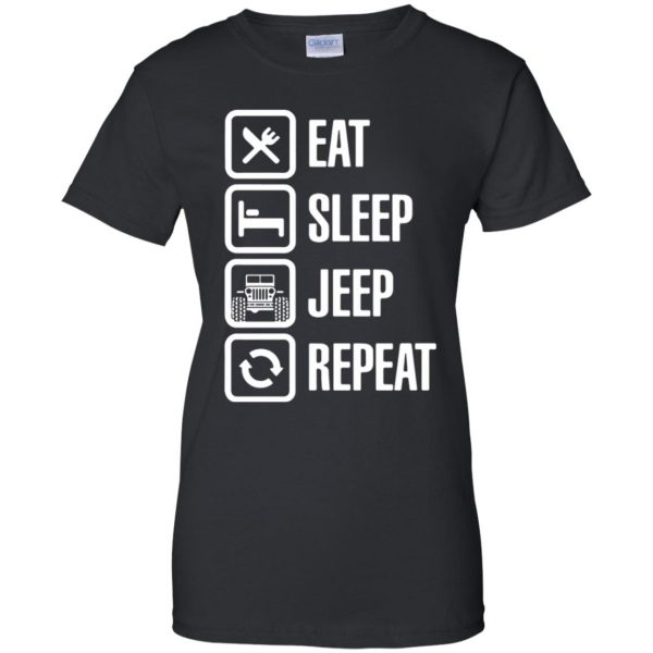 Eat Sleep Jeep Repeat womens t shirt - lady t shirt - black