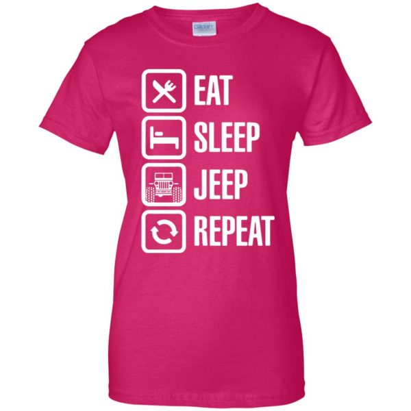 Eat Sleep Jeep Repeat womens t shirt - lady t shirt - pink heliconia