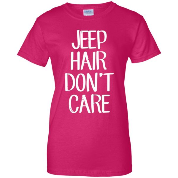 Jeep Hair Don't Care womens t shirt - lady t shirt - pink heliconia