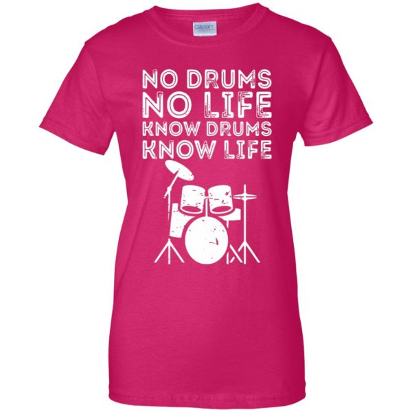 Know Drums Know Life womens t shirt - lady t shirt - pink heliconia