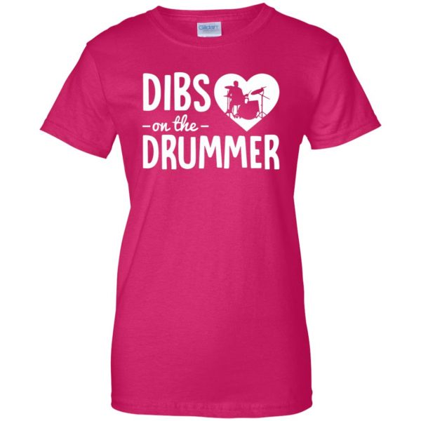 dibs on the drummer shirt womens t shirt - lady t shirt - pink heliconia
