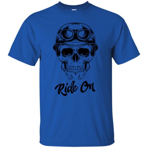 skull biker t shirts t shirt - royal blue