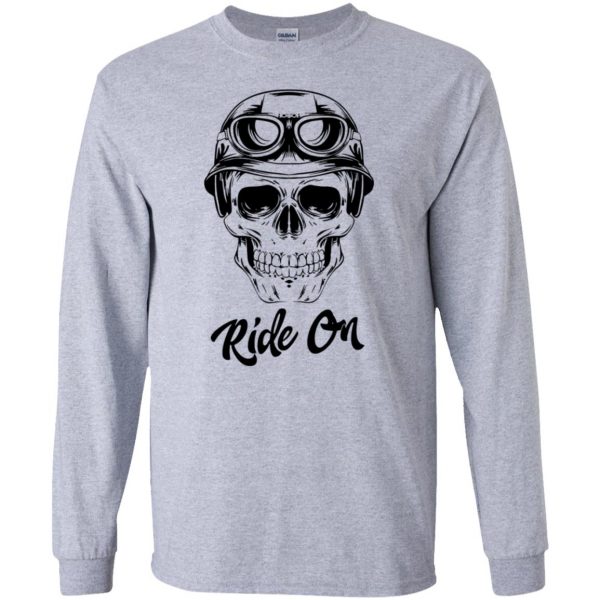 skull biker t shirts long sleeve - sport grey