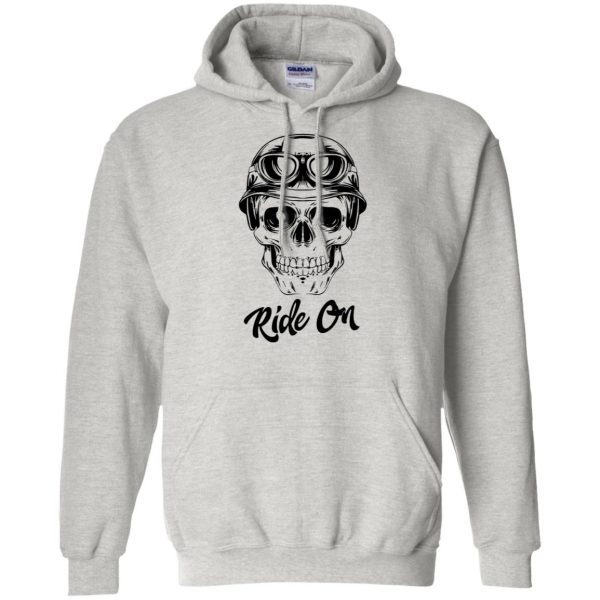 skull biker t shirts hoodie - ash