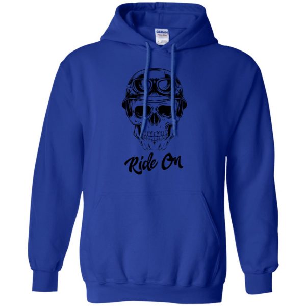 skull biker t shirts hoodie - royal blue