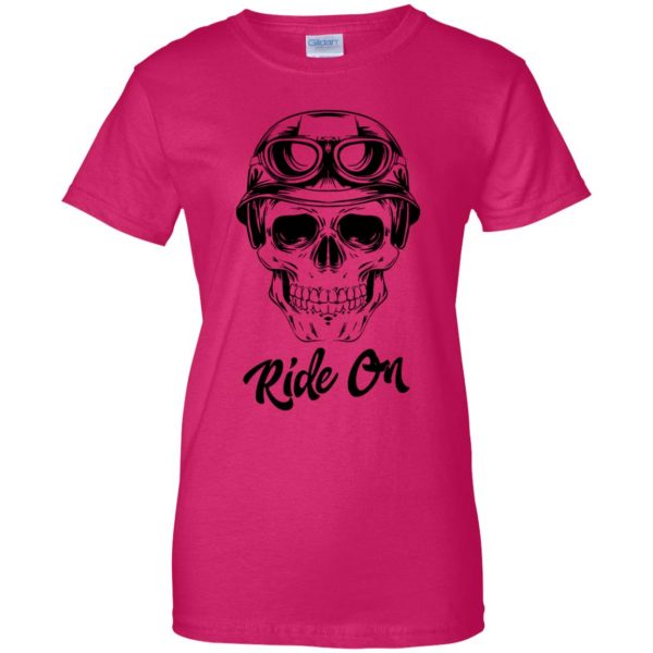 skull biker t shirts womens t shirt - lady t shirt - pink heliconia