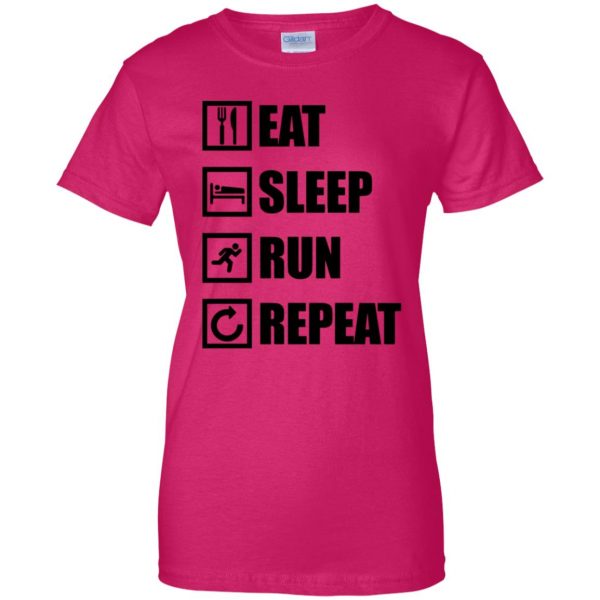 eat sleep run repeat shirt womens t shirt - lady t shirt - pink heliconia