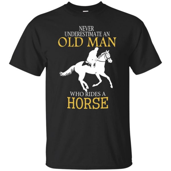 Never Underestimate Horse Rider Old Man - black