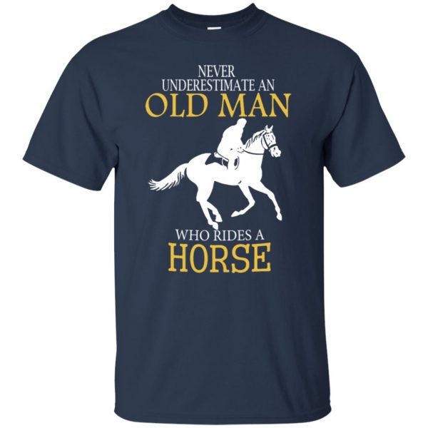 Never Underestimate Horse Rider Old Man t shirt - navy blue