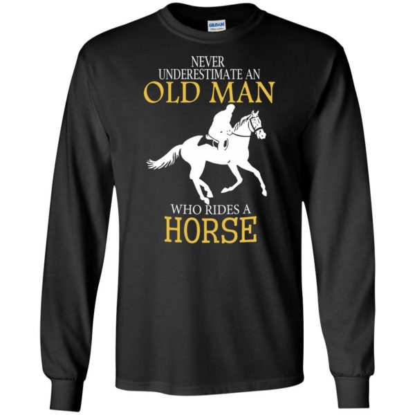 Never Underestimate Horse Rider Old Man long sleeve - black
