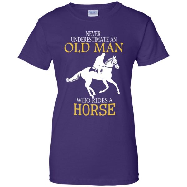 Never Underestimate Horse Rider Old Man womens t shirt - lady t shirt - purple