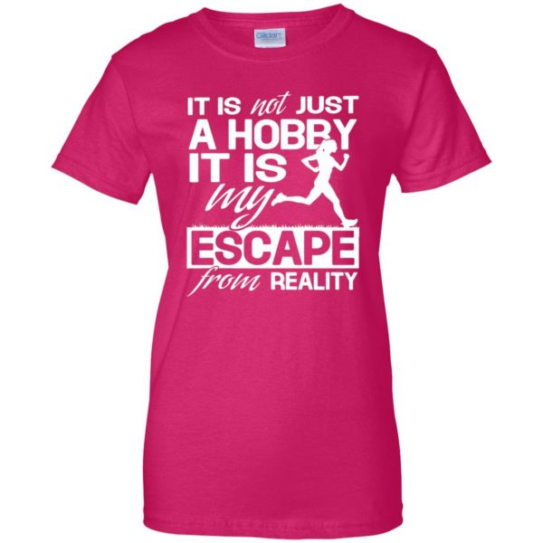Running Hobby womens t shirt - lady t shirt - pink heliconia
