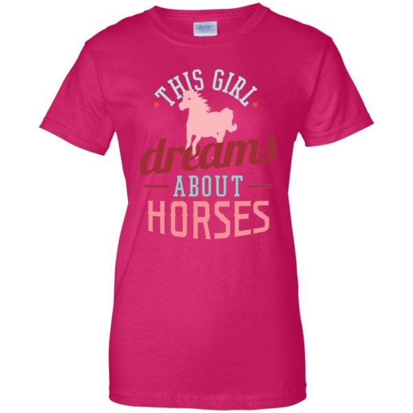 Horse Dreamer Girl womens t shirt - lady t shirt - pink heliconia