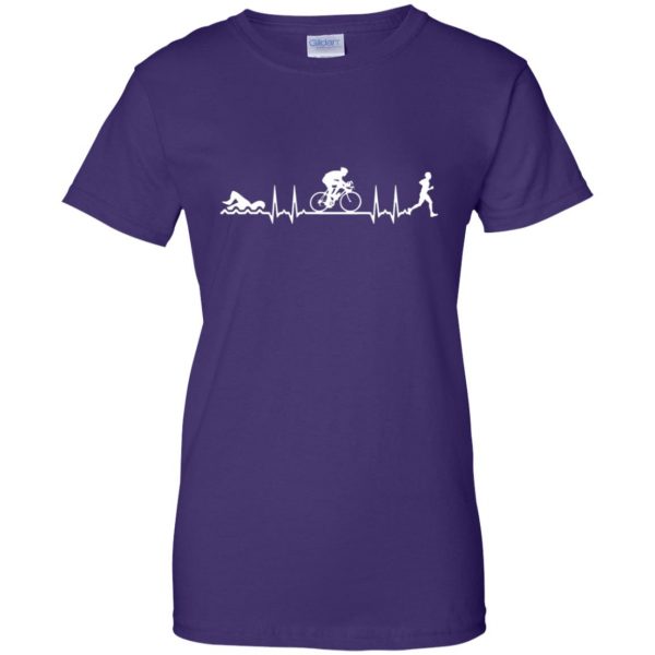 triathlon heartbeat t shirt womens t shirt - lady t shirt - purple
