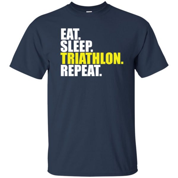 Eat Sleep Triathlon Repeat t shirt - navy blue