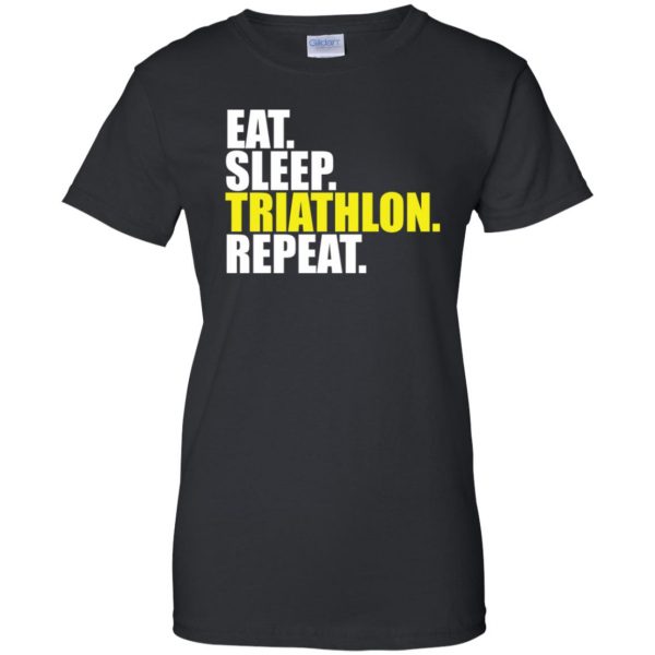 Eat Sleep Triathlon Repeat womens t shirt - lady t shirt - black
