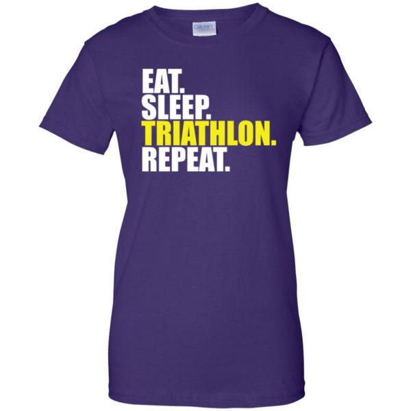 Eat Sleep Triathlon Repeat womens t shirt - lady t shirt - purple