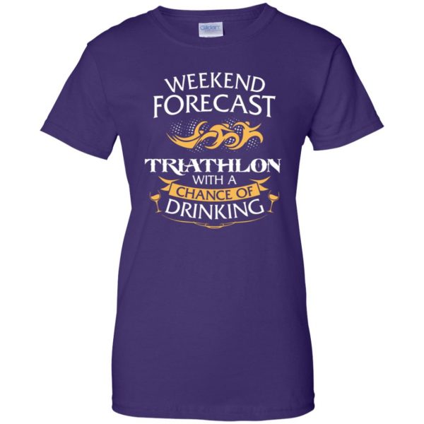 Weekend Forecast Triathlon With A Chance Of Drinking womens t shirt - lady t shirt - purple