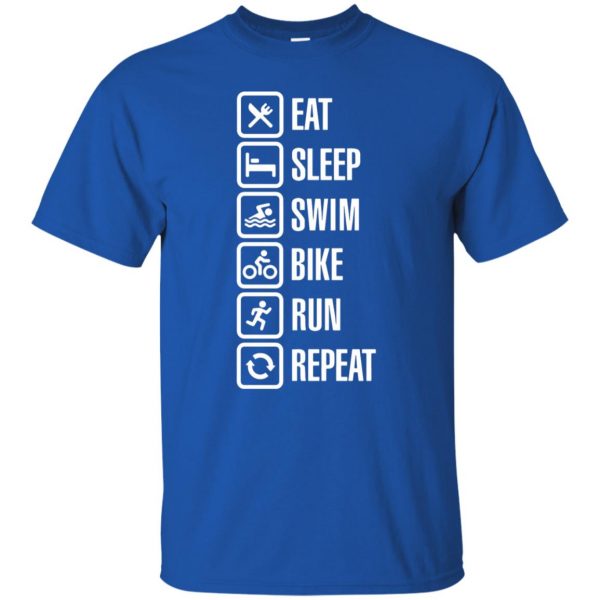 Eat sleep swim bike run repeat t shirt - royal blue