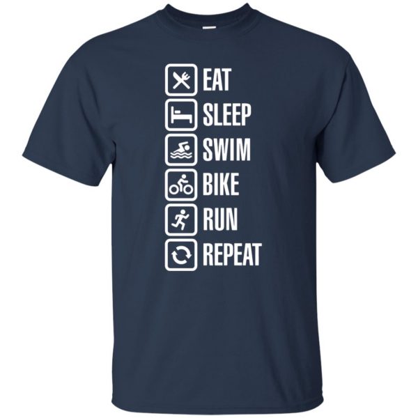 Eat sleep swim bike run repeat t shirt - navy blue