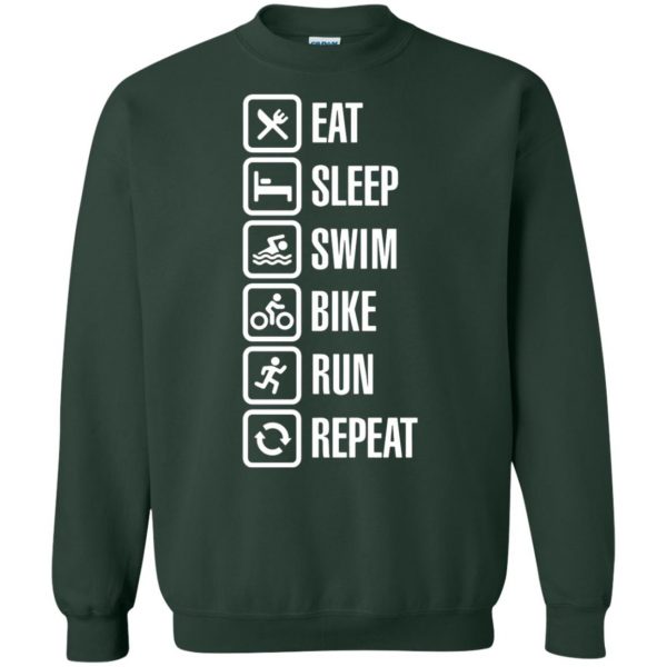 Eat sleep swim bike run repeat sweatshirt - forest green