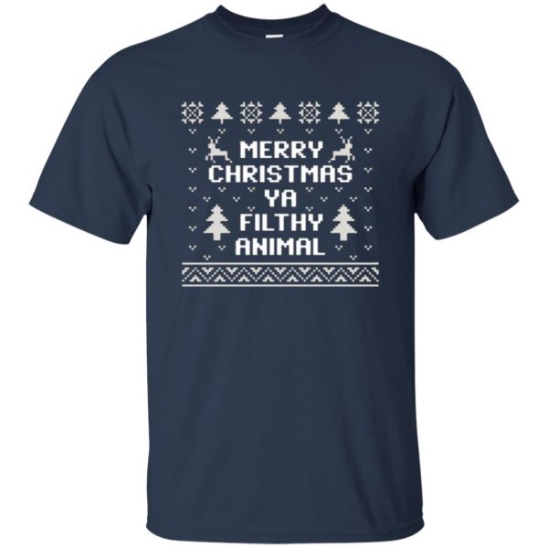 merry christmas you filthy animal shirt t shirt - navy blue