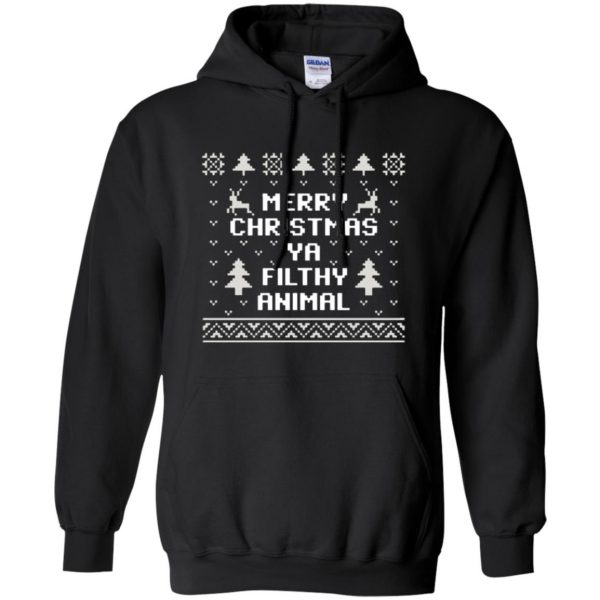 merry christmas you filthy animal shirt hoodie - black