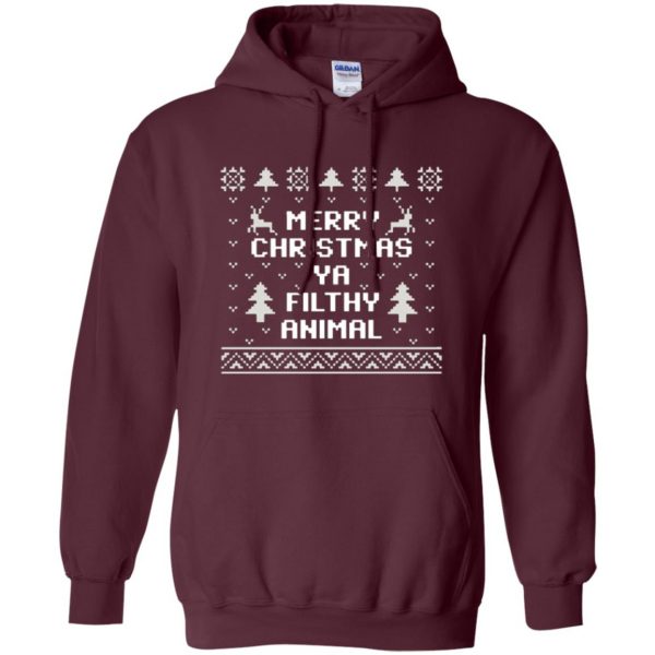 merry christmas you filthy animal shirt hoodie - maroon