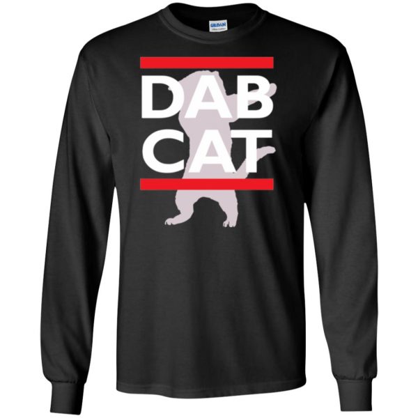 dab cat shirt long sleeve - black